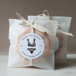 Adesivo Redondo Roupa Íntima Moderna Chá de Noiva Obrigado Clássic