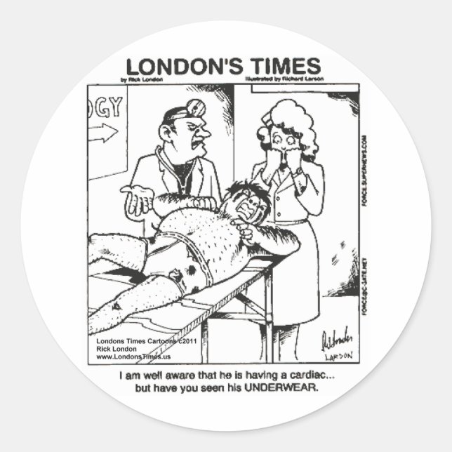 Adesivo Redondo Roupa suja e hospitais Presentes e Camisetas engra (Frente)