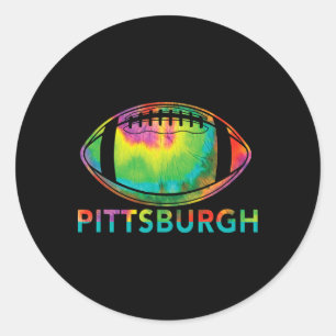 Adesivo Redondo Roupas com Design de Futebol Tie Dye Legal Pittsbu