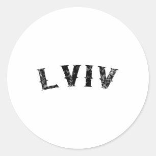 Adesivo Redondo Roupas com texto preto vintage Lviv Ucrânia 