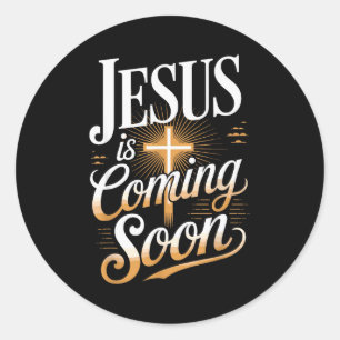 Adesivo Redondo Roupas Cristãs Ousadas Jesus Está Chegando Logo