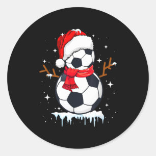 Adesivo Redondo Roupas de Boneco de Neve de Futebol, Homens Natal 