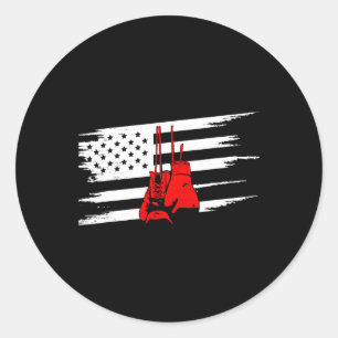 Adesivo Redondo Roupas de Boxe com Bandeira Americana - Boxe