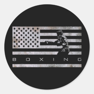 Adesivo Redondo Roupas de Boxe com Bandeira Americana - Boxe 1 