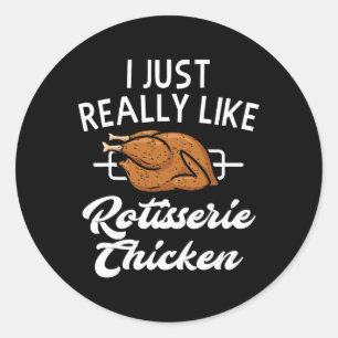 Adesivo Redondo Roupas de Frango na Rotisserie - Presente Divertid