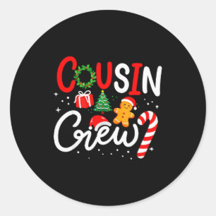 Adesivo Redondo Roupas de Natal da Tripulação de Primos Família Co