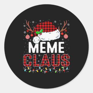 Adesivo Redondo Roupas de Natal Meme Claus Família Combinando Pija