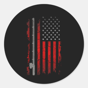 Adesivo Redondo Roupas de Pesca com Bandeira Americana - Pesca