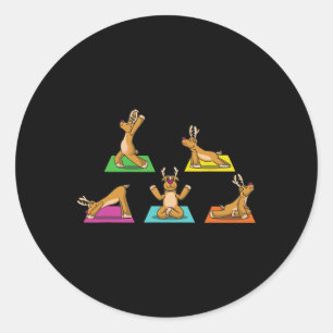 Adesivo Redondo Roupas de Yoga para Rena Senhoras Meditação Papai