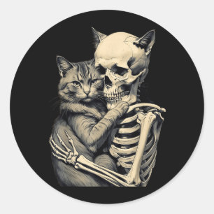 Adesivo Redondo Roupas Divertidas de Halloween para Amantes de Gat
