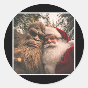 Adesivo Redondo Roupas Divertidas Fofas Pé Grande Papai Noel Selfi