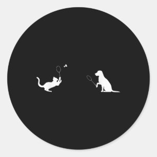 Adesivo Redondo Roupas engraçadas de design de gato e cachorro de