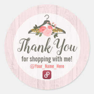 Adesivo Redondo Roupas Florais Armário Armário Boutique Obrigado