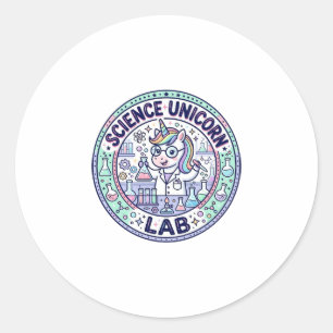 Adesivo Redondo Roupas Prontas para POD Unicorn Science Unicorn La