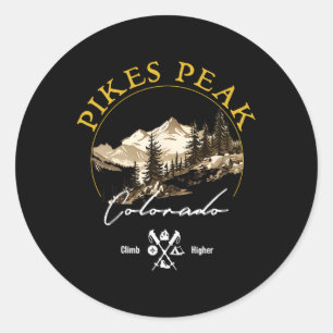 Adesivo Redondo Roupas Retro Vintage Pikes Peak - Souvenir Pikes P