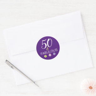 Adesivo Redondo Roxo 50 e Divertida Fun Daisy