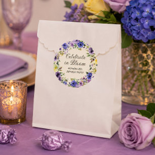 Adesivo Redondo Roxo Amarelo Aquarela Floral Celebre em Flor