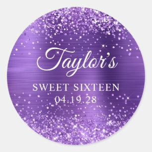 Adesivo Redondo Roxo ametista brilhante Sweet Sixteen