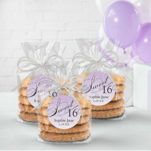 Adesivo Redondo Roxo Claro Glam Glitter Sweet 16 Personalizado