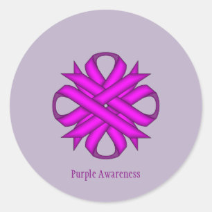 Adesivo Redondo Roxo Clover Ribbon por Kenneth Yoncich