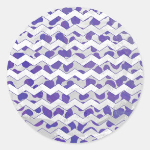 Adesivo Redondo Roxo de Chevron e branco Dalmatian