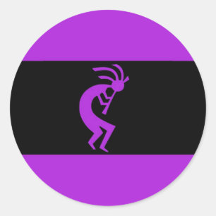 Adesivo Redondo Roxo de Kokopelli