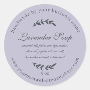 Adesivo Redondo Roxo de sabão de Lavanda artesanal