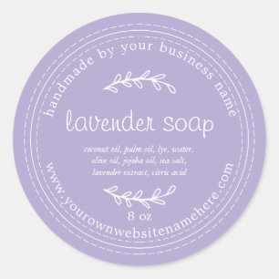 Adesivo Redondo Roxo de sabão de Lavanda artesanal