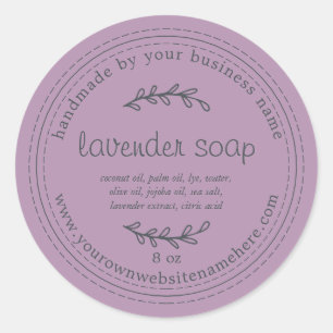 Adesivo Redondo Roxo de sabão de Lavanda artesanal