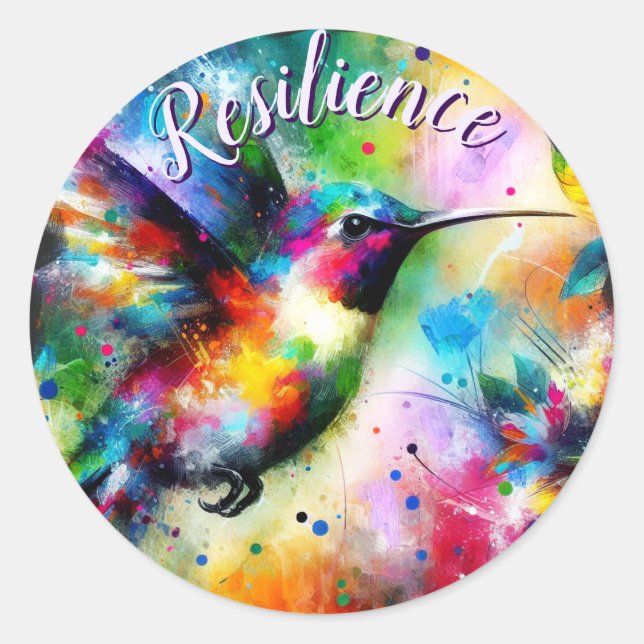 Adesivo Redondo Roxo de Teal Impressionante Impressionista do Humm (Frente)