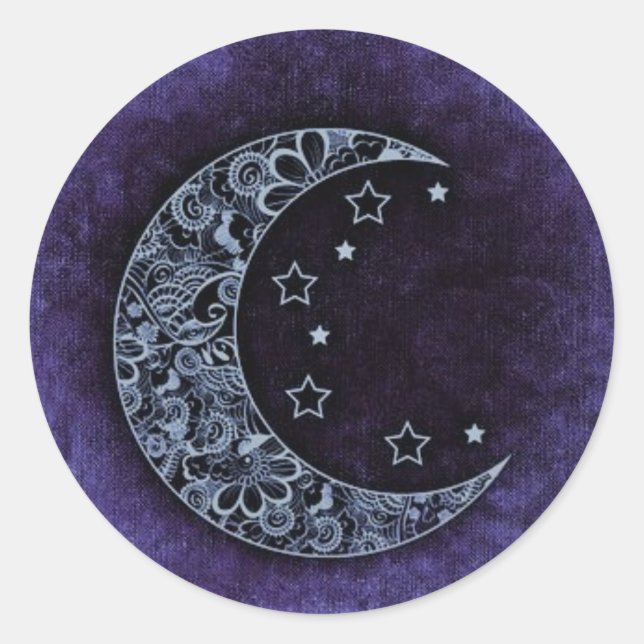 Adesivo Redondo Roxo Denim Moon (Frente)