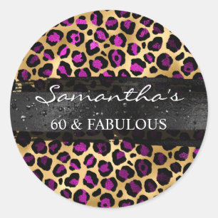 Adesivo Redondo Roxo e Dourado Leopardo 60 & Fabuloso
