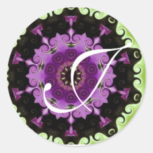 Adesivo Redondo roxo e verde por toda a parte
