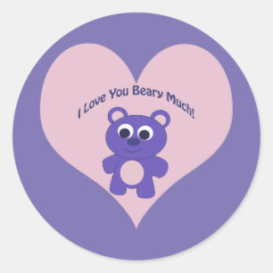 Adesivo Redondo Roxo eu te amo Beary Much!