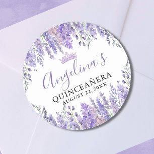Adesivo Redondo Roxo Floral Quinze Anos