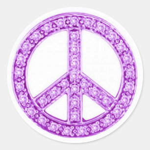 Adesivo Redondo Roxo Jewels Peace Sign
