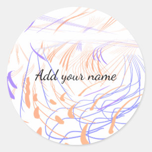 Adesivo Redondo Roxo laranja aquarela abstrato adicionar nome text