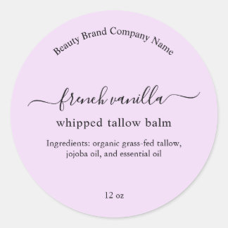 Adesivo Redondo Roxo Lavanda Personalizado Minimalista Simples Bel