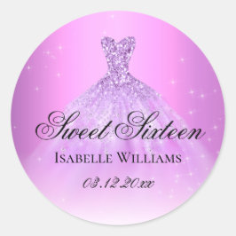 Adesivo Redondo Roxo Lilás Elegante Doce 16