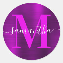 Roxo Magenta Moderno Monograma Folha