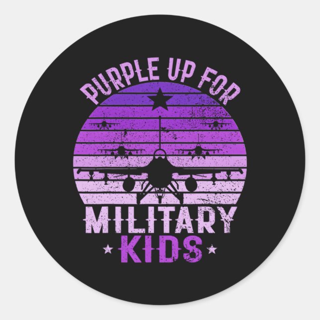 Adesivo Redondo Roxo Para Criança Militar Mês 2023 (Frente)