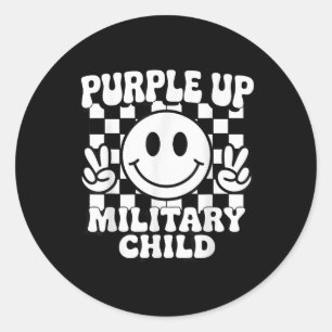 Adesivo Redondo Roxo Para Crianças Militares Groovy Filho Militar