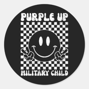Adesivo Redondo Roxo Para Crianças Militares Groovy Filho Militar