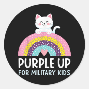 Adesivo Redondo Roxo Para Crianças Militares Mês Filho Militar R