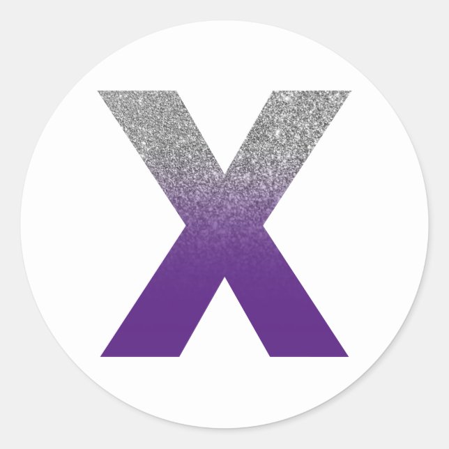 Adesivo Redondo Roxo Real e Mouro prateado Monograma X (Frente)