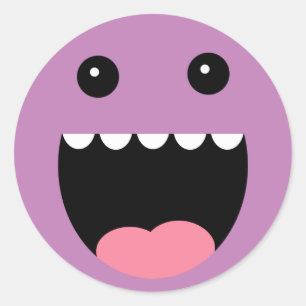 Adesivo Redondo Roxo Roxo "Chompy" Face Monstro