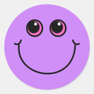 Adesivo Redondo Roxo Sorrindo Emoji Face