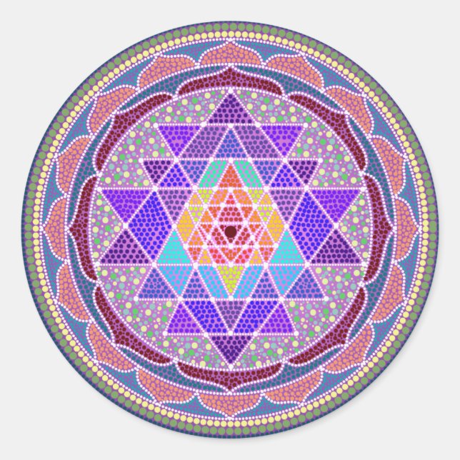 Adesivo Redondo Roxo Sri Yantra (Frente)