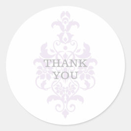 Adesivo Redondo Roxo Sutil Damask Obrigado Stickers