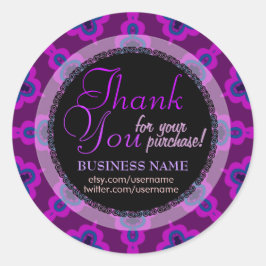 Adesivo Redondo Roxo Tribal Star Business Obrigado Sticker